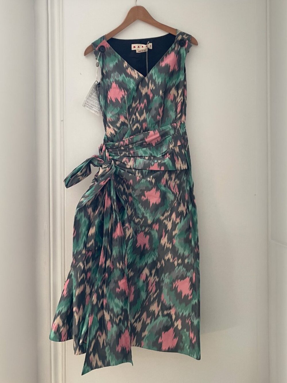 Marni Resort 2020SS Cotton Asymmetrical Poly Chine Abstract Print Ribbon Dress